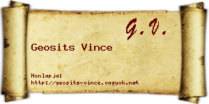 Geosits Vince névjegykártya
